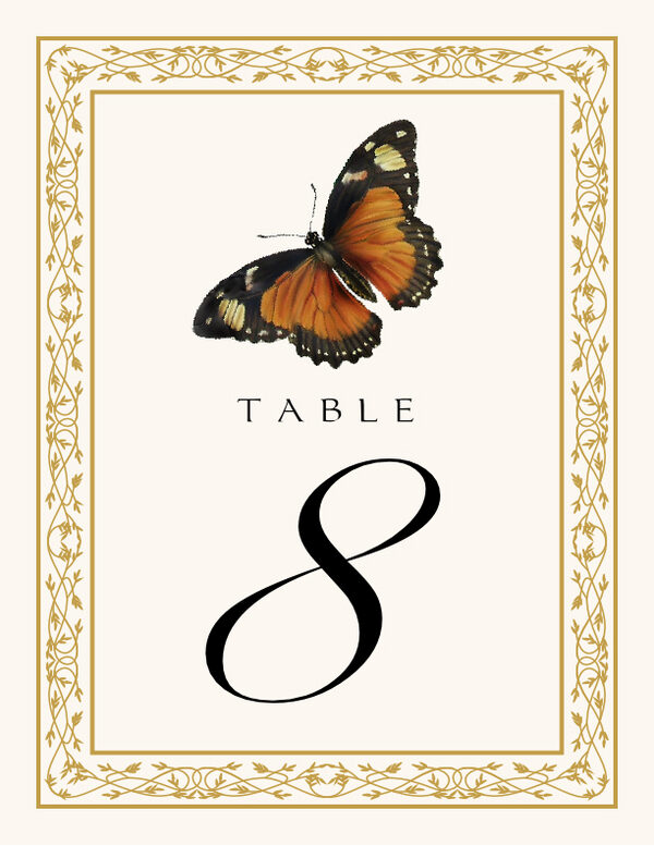 Monarch Butterfly Wedding Table Numbers and Various Butterfly Table Card Ideas for Weddings